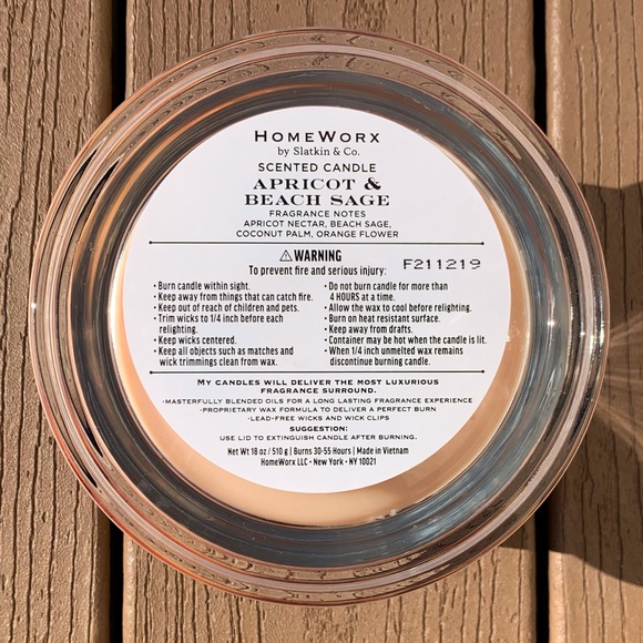 🆕HARRY SLATKIN HOMEWORX “APRICOT AND BEACH SAGE” 4 WICK 18oz CANDLE —NWT! - Picture 3 of 5